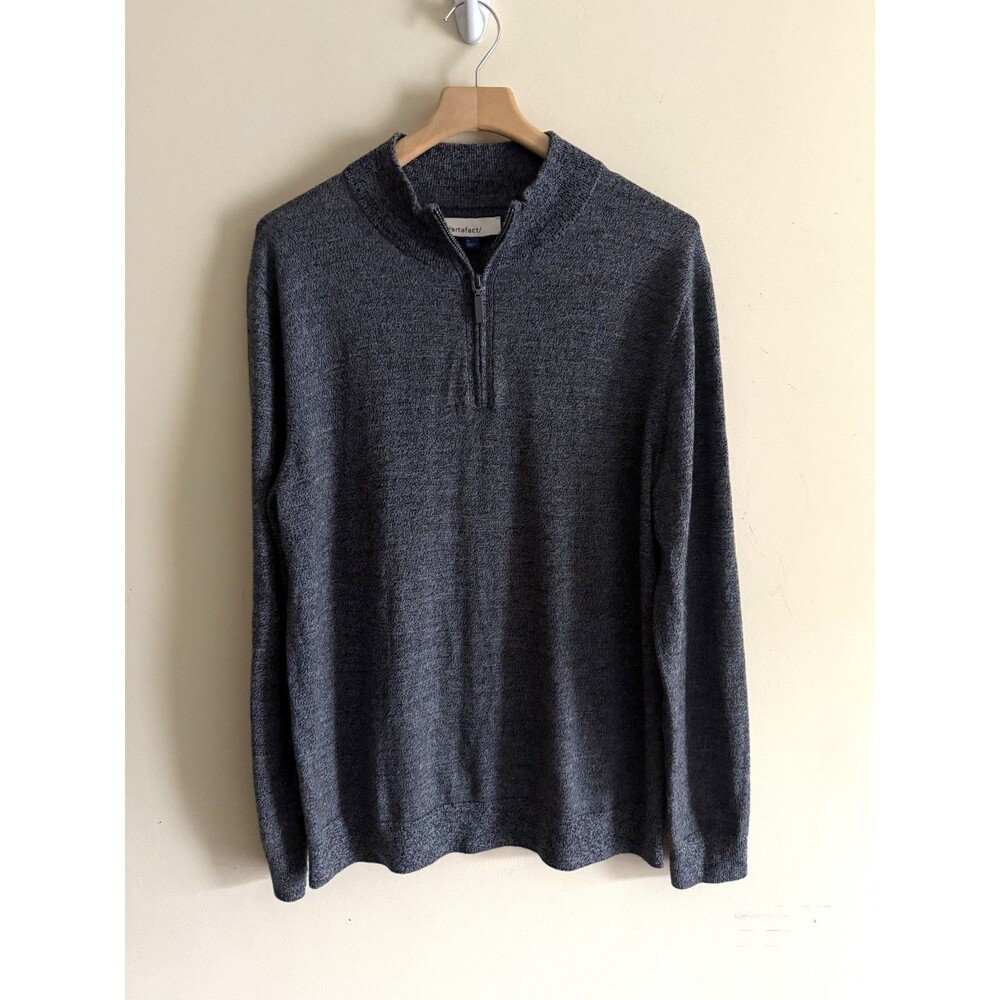 Artefact Men’s 100% Merino Wool‎ Sweater Crewneck 3/4 Zip Dark Grey Size XL Soft